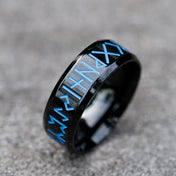 Viking Blue Rune Amulet Ring — Stainless Steel