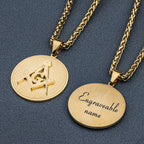 Stainless Steel Masonic Necklace Engraveable Name Pendant Personalized Pendant for men women party jewelry accessories
