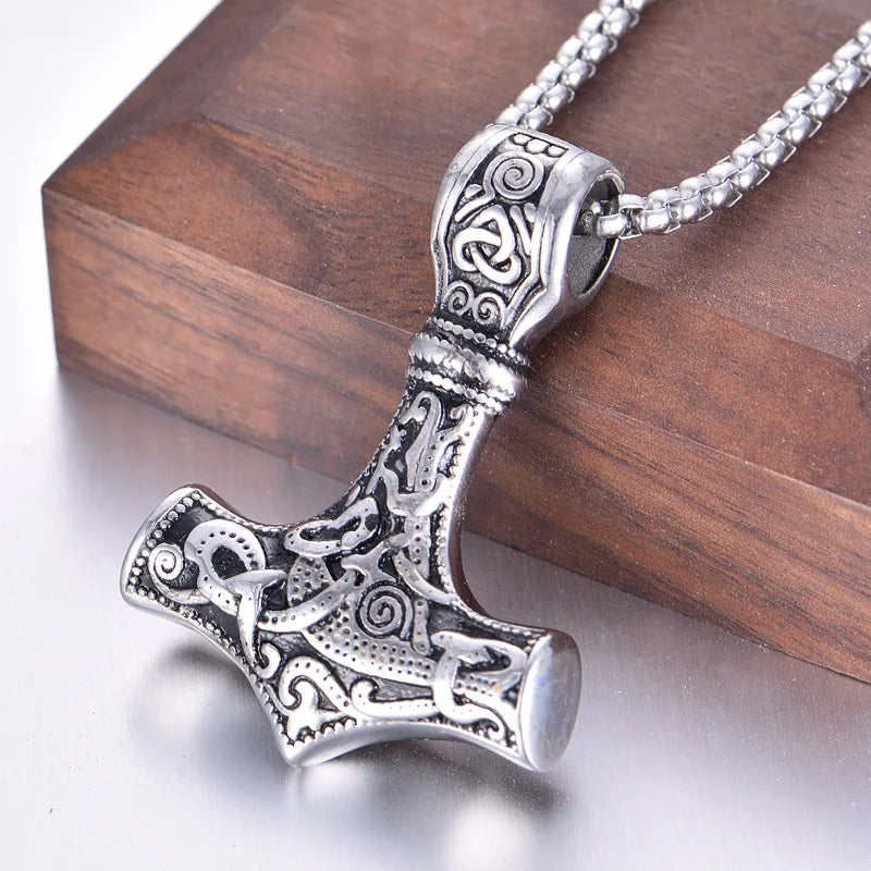 Thor Hammer Mjolnir Viking Pendant — Stainless Steel