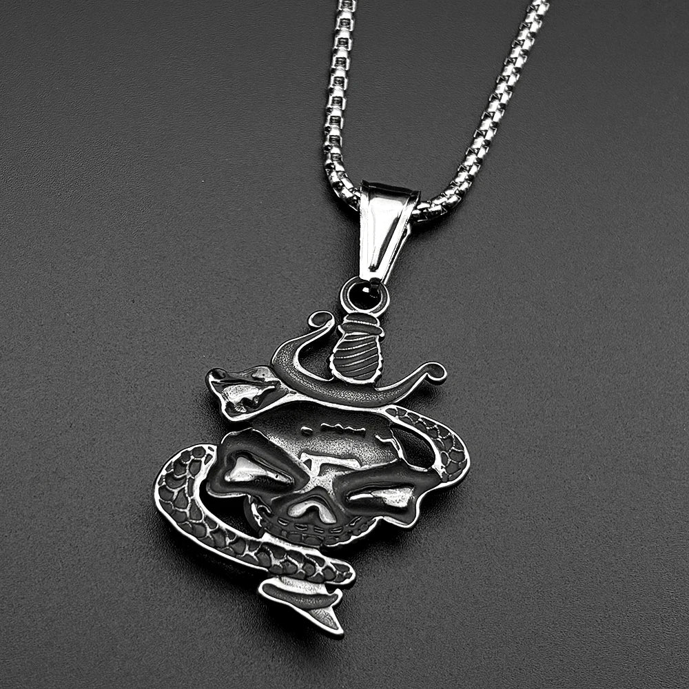 Skull Two-Tone Pendant Dark Snake Punk Party