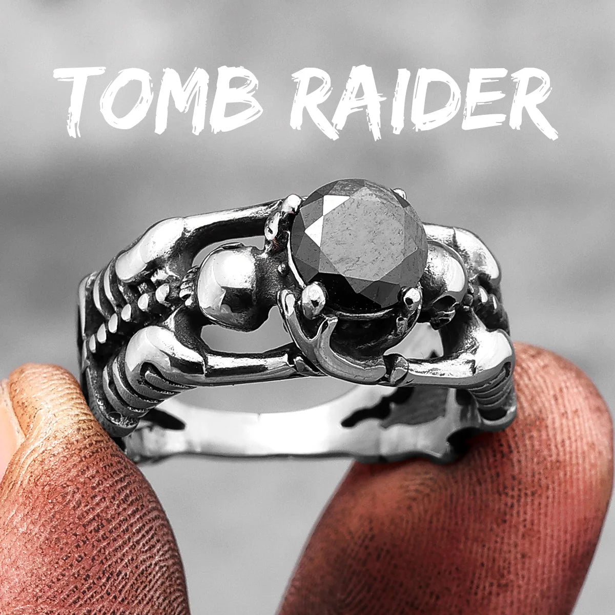 Skull Gemstone Ring — Stainless Steel