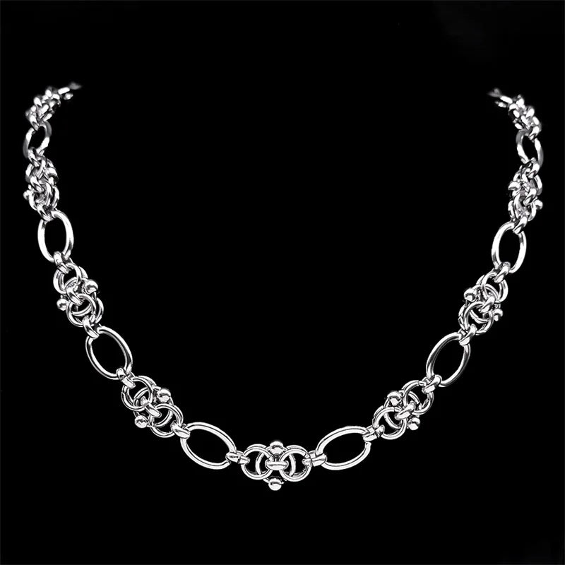 Gothic Thorns Knot Chain Necklace for Men Women Stainless Steel Silver Color Hip Hop Trend Neck Chains Cool Jewelry