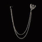 Vintage Double Chain Tassel Brooch — Lapel Pin Suit Badge