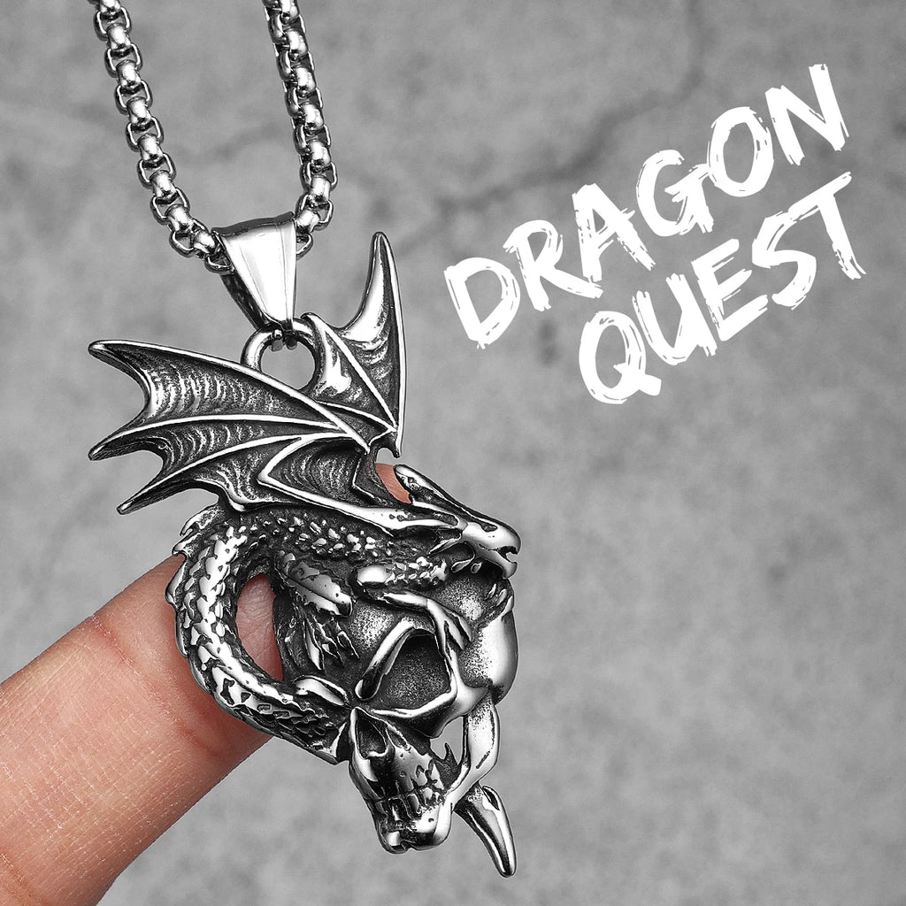 Dragon Skull Stainless Steel Pendant Necklace