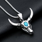 Vintage 316L Stainless Steel Bull Head Pendant Necklace For Men Women Hip Hop Fashion Animal Punk Jewelry Amulet Gifts