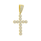 New Iced Out Bling CZ Cross Pendant Necklace Silver Color Prong Setting Cubic Zirconia Jesus Charm Men Women Hip Hop