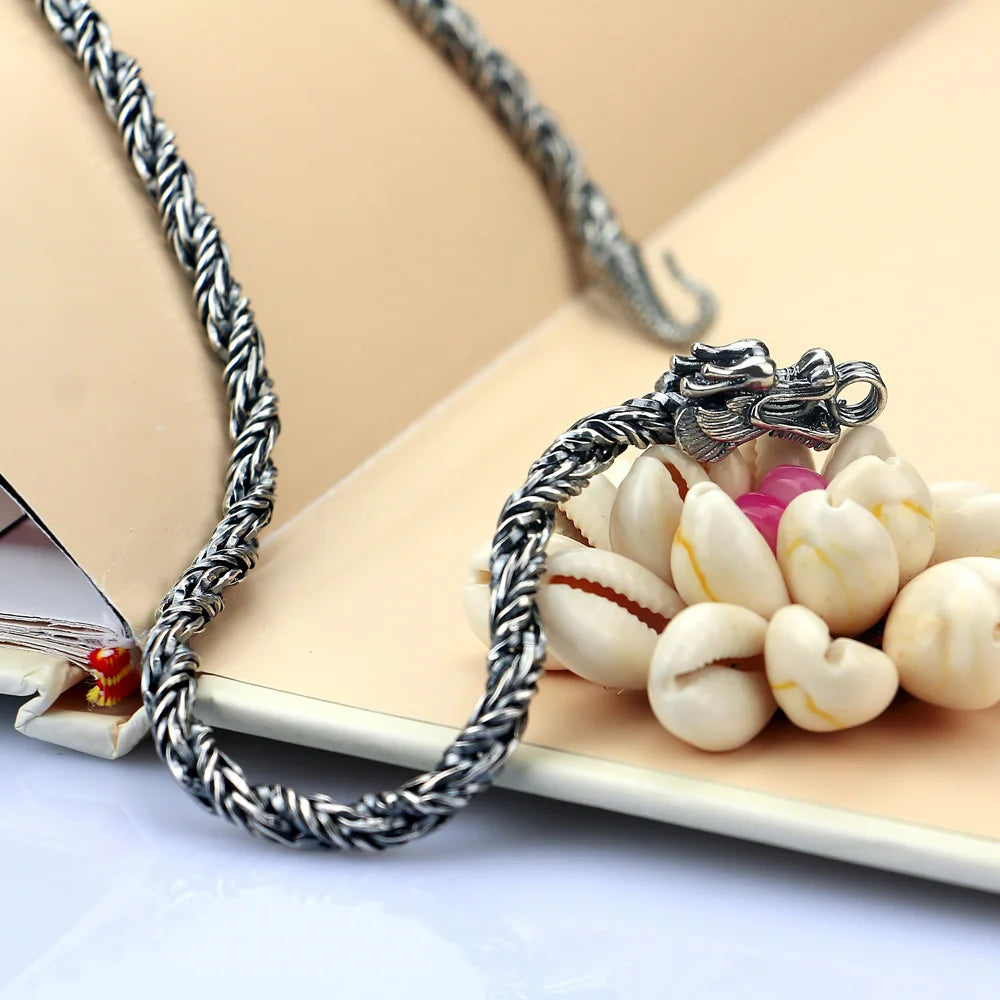 Vintage 925 Thai Silver Necklace Men's Faucet Style Design Sterling Silver Necklace Men's Fashion Jewelry 5mm56cm Size