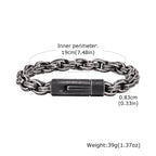 Chunky Twisted Chain Bracelets for Men Boys,Stainless Steel Antique Grey Wristband,Rock Punk Jewelry Gifts