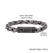 Chunky Twisted Chain Bracelets for Men Boys,Stainless Steel Antique Grey Wristband,Rock Punk Jewelry Gifts