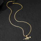 Gold-Tone CZ Dot Charm Pendant Necklace for Men