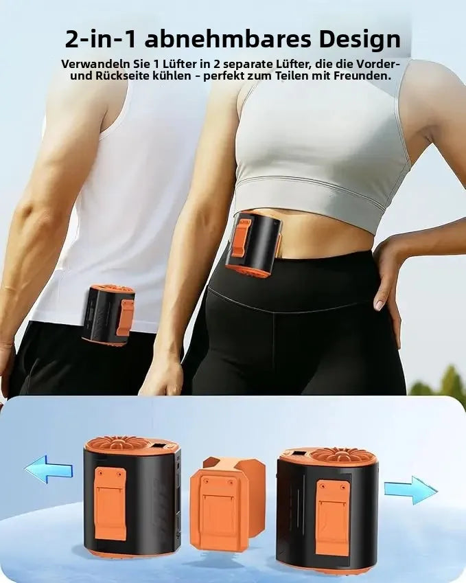 Portable Waist-Worn Cooling Fan with USB-C Rechargeable Dual-Fan System | ventiladores recargables，fans handheld