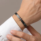 Vnox Cross Beaded Bracelet for Men Him, Dark Gothic Chain Link Jewelry, Punk Religious Statement Gift for Dad Father