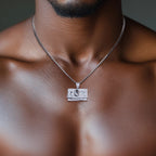 Iced Out Dollar Bill Pendant — 925 Silver