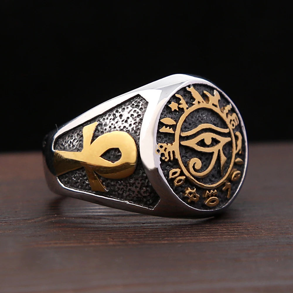 Egyptian Eye of Horus Ring — Stainless
