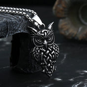 Polished Vintage Owl Stainless Steel Pendant Necklace