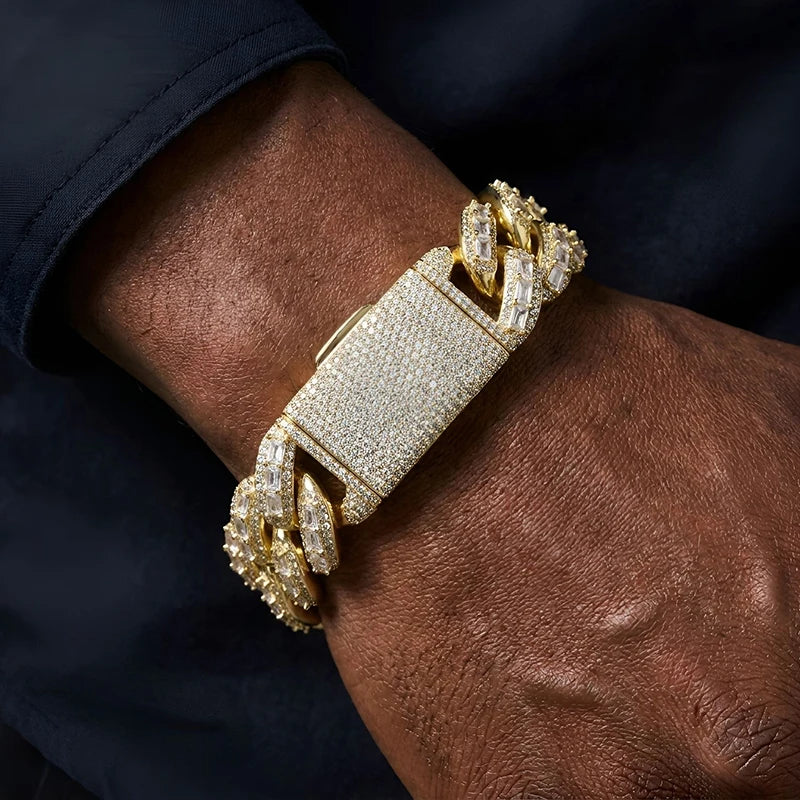 Iced Out CZ Cuban Miami Link Chain Necklace 25mm — Two-Tone
