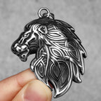 Celtic Knot Pendant Viking Stainless Steel Lion Head Necklace Animal for Men Vintage King Male Daily Wear Punk Jewelry