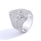 Iced Out Round & T-Shaped Cuban Cross Ring — Copper Alloy