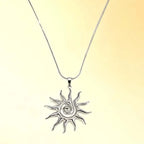 Fashion Vintage Chic Sun Shaped Pendant Necklace Stainless Steel Earrings Statement Golden Fashion Jewlery Accessories