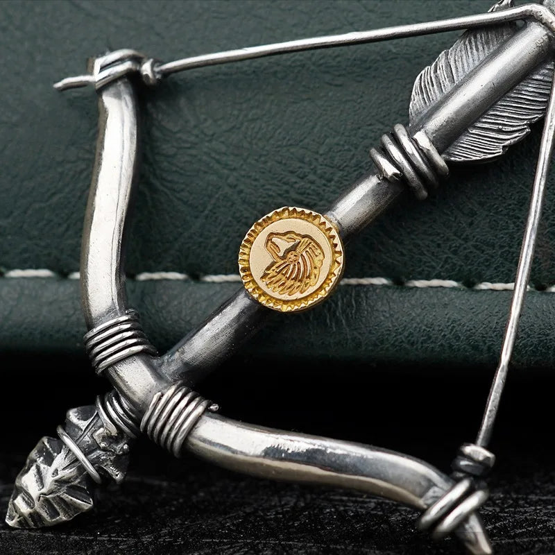 Buyee 925 Sterling Silver Male Big Pendant Chain Elegant Bow Arrow Necklace for Men Fashion Unique Fine Jewelry Chain