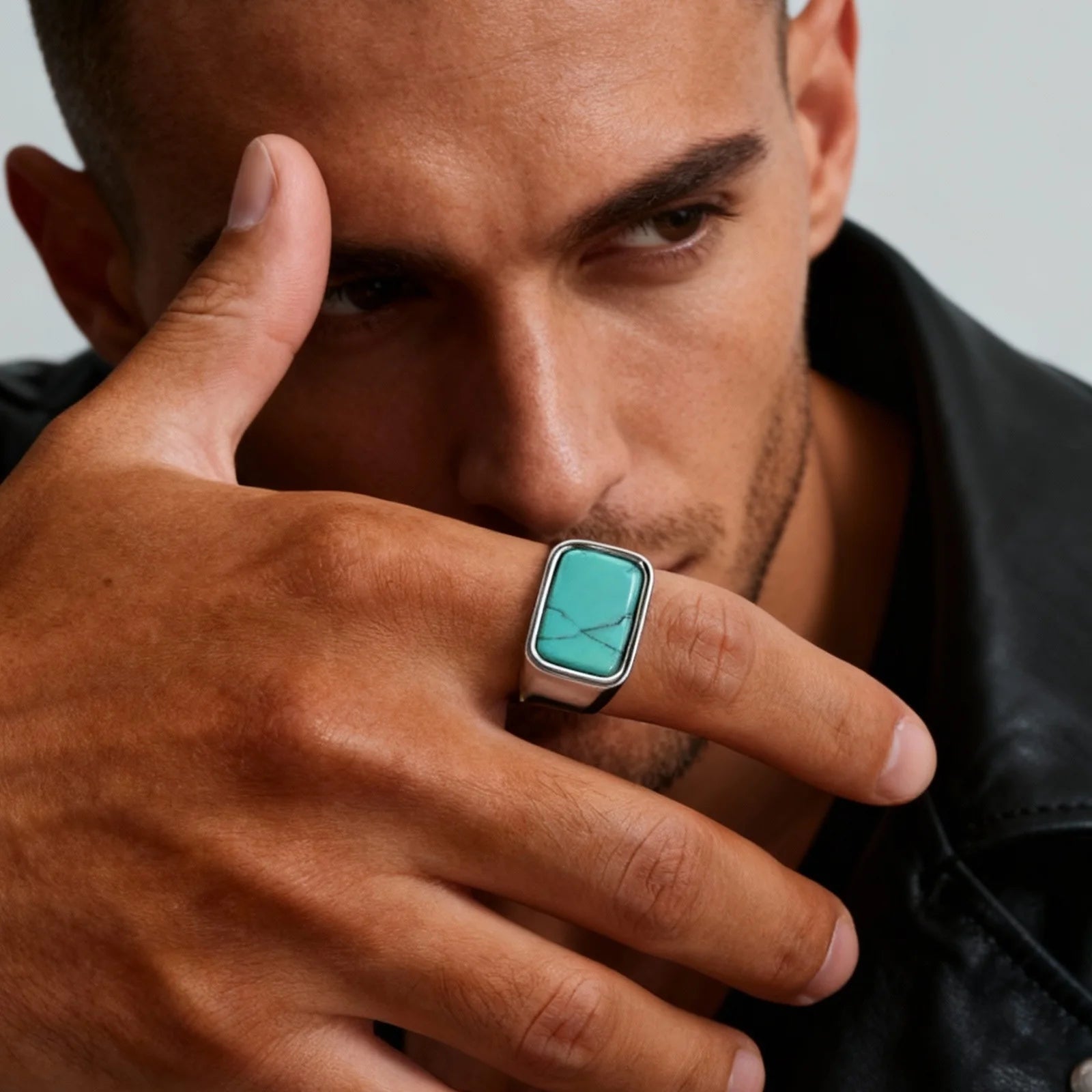 Natural Stone Signet Ring — Silver