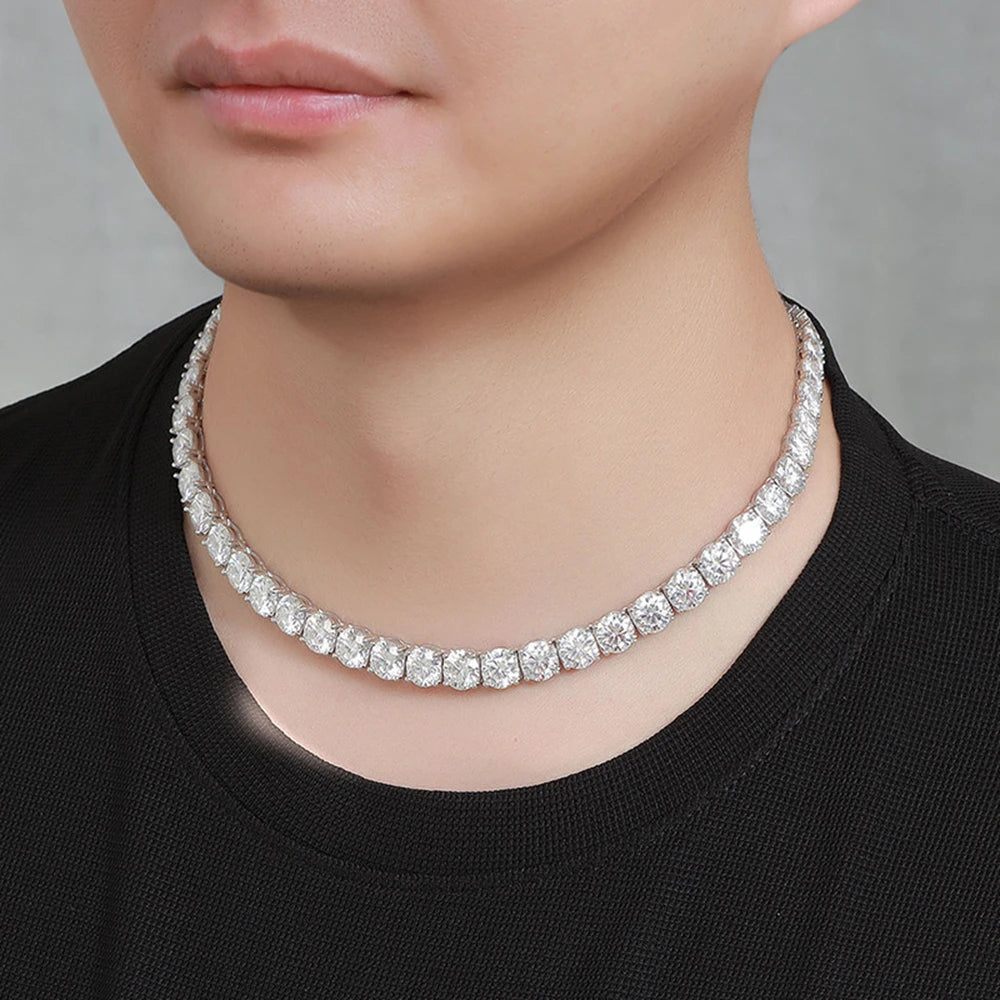 SEMNI 3mm--5mm Moissanite Diamond Tennis Chain Necklace for Women Men 925 Sterling Silver Plated with White Gold Fine Jewelry