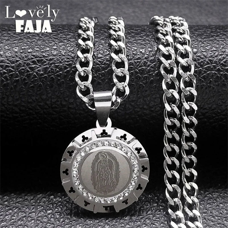 Holy Mary Steel Pendant Virgin Medal Our Lady