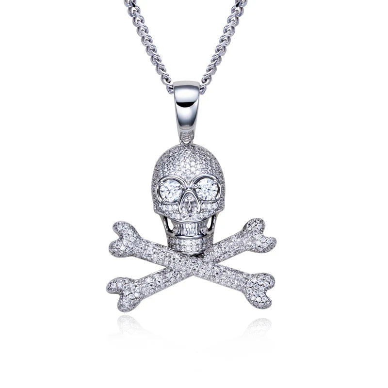 Iced Out Skull Pendant — 925 Silver