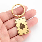 Ace of Spades Poker Card Keychain — Stainless Steel