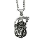 Grim Reaper Skull Biker Pendant Necklace — Stainless Steel