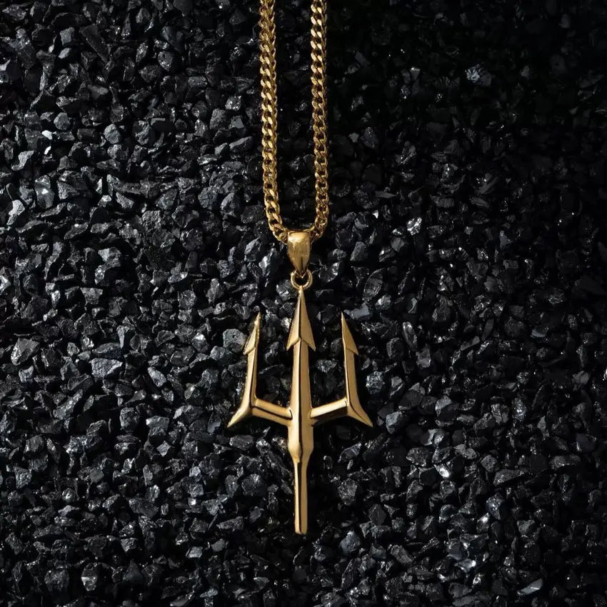 Greek Poseidon Trident Pendant Necklace — Stainless Steel