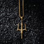 Greek Poseidon Trident Pendant Necklace — Stainless Steel