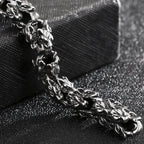 Gothic Stainless Steel Bracelets Man 12MM Wide Wolf Head Link Chain Bracelet for Men Wrist Strap Punk Nordic Viking