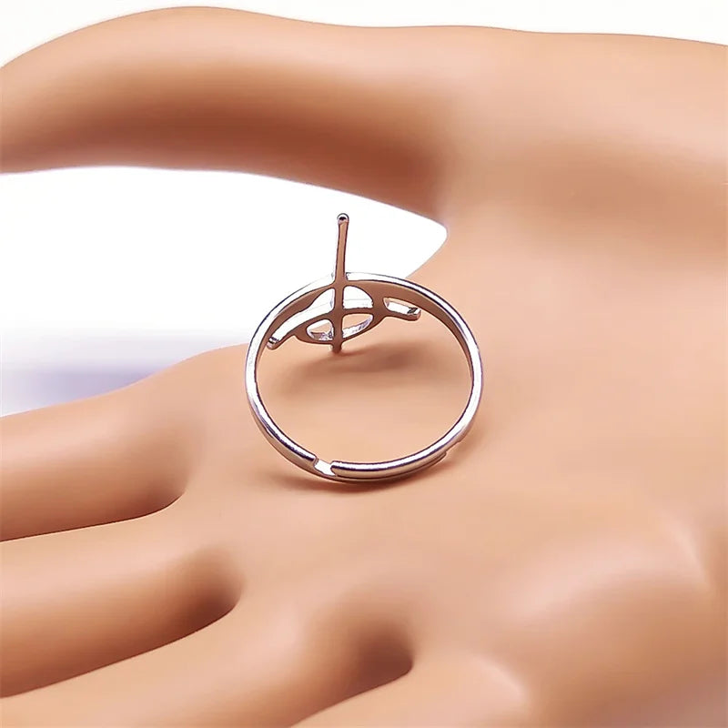 Cross Ring — Stainless Steel