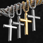 Cross Pendant Necklace Stainless Steel Minimal