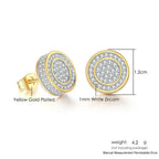 Iced Out Round Stud Earrings — Gold