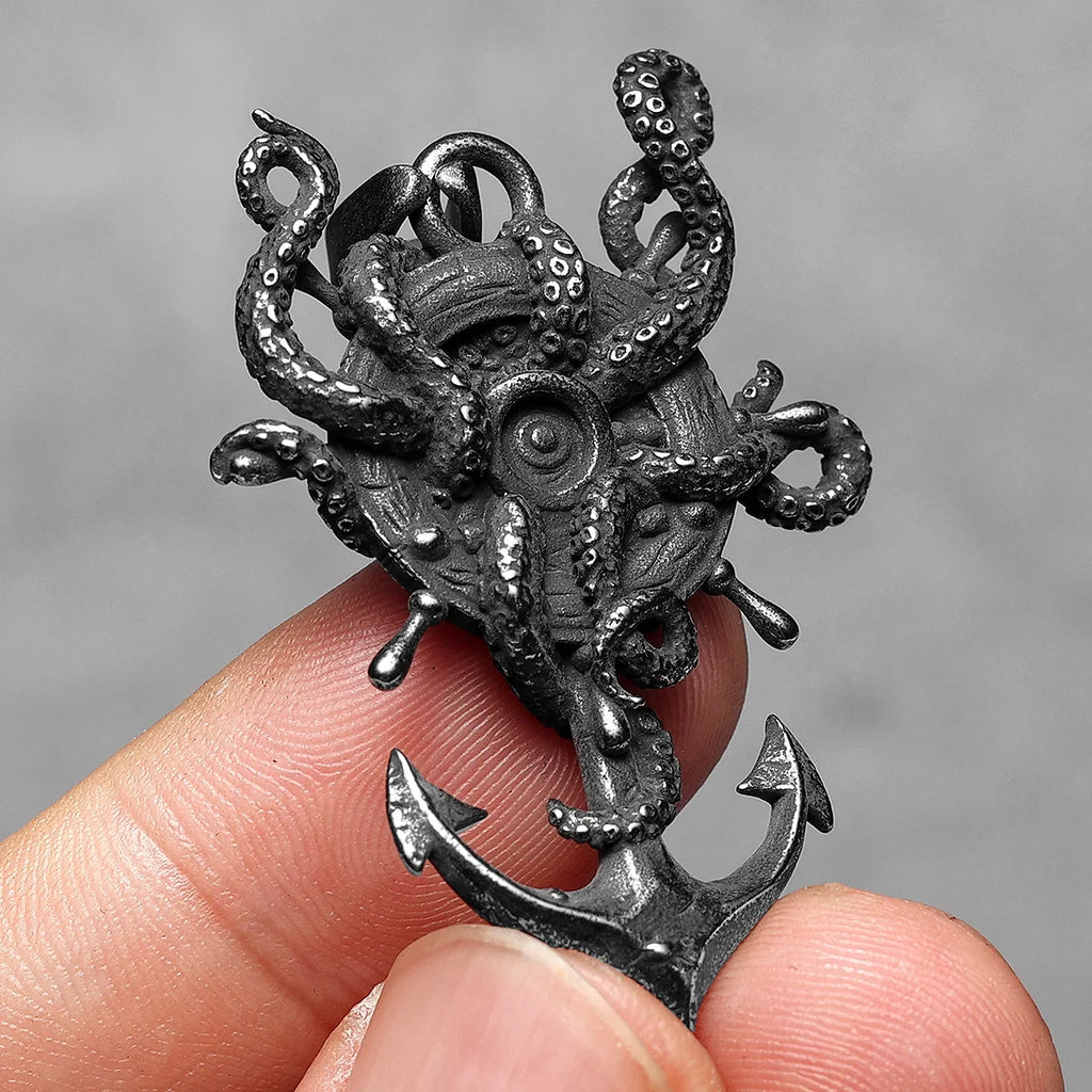 Vintage Octopus Anchor Stainless Steel Jewelry Men Necklace With Pendant For Male Women Punk Hip Hop Accessories Gift