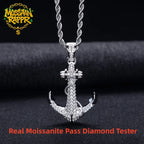 Iced Out Anchor Pendant — 14K Gold