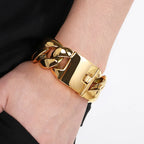 Chunky Men Bracelet for Man Polished Stainless Steel 29MM Curb Cuban Link Chain Men's Braceletes Wristband Jewelry