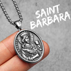 Virgin Mary Pendant Necklace Stainless Steel Vintage