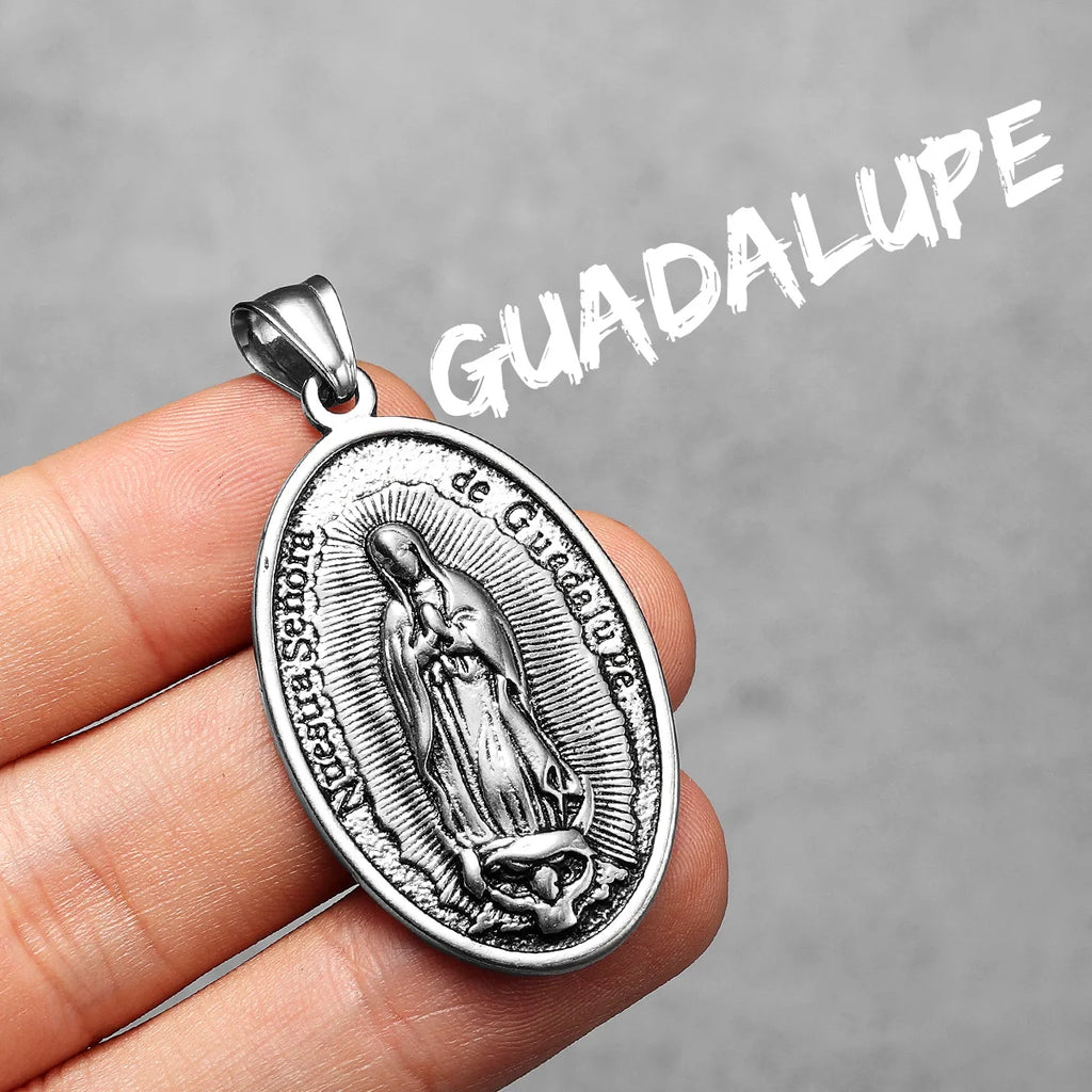 Guadalupe Pendant Necklace Stainless Steel Vintage