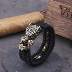 Never Fade Rock Viking Wolf Bracelet Men's handmade cord Wolf Bead Punk Bracelets Biker Jewelry