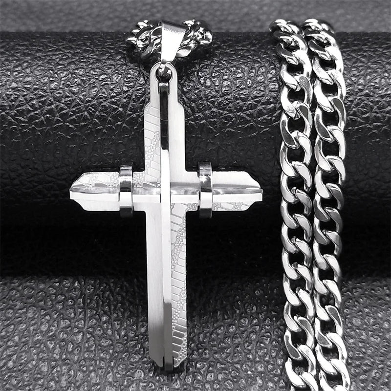 Cross Crucifix Gold Pendant Long