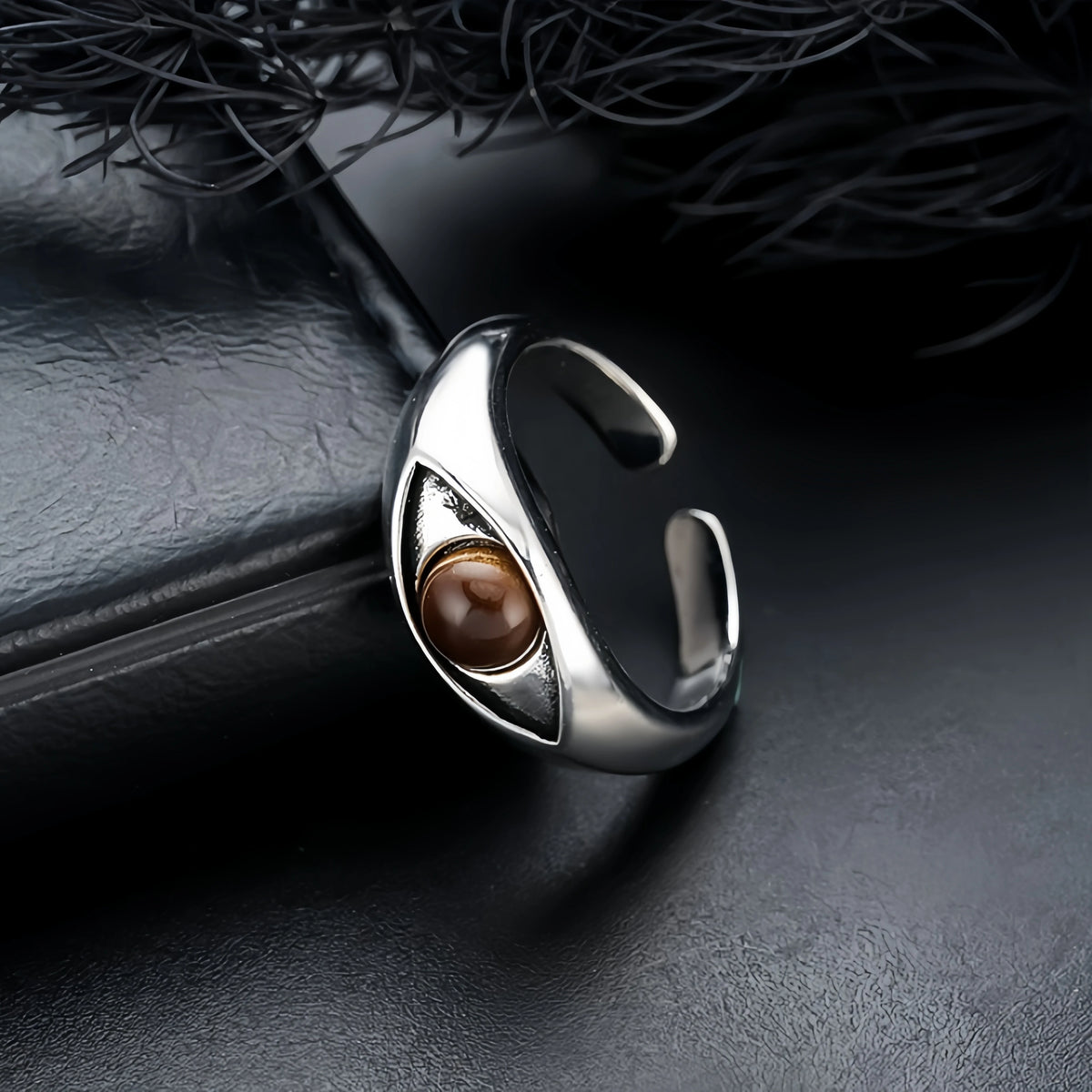 Retro "Horus Eye" Adjustable Open Ring For Men Women Copper Gothic Punk Edgy Jewelry Indie Accessories Niche Gift