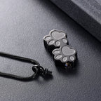 Double Paw Memorial Urn Necklace — Stainless Steel
