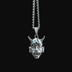 Japanese Hannya Mask Pendant Necklace — Stainless Steel