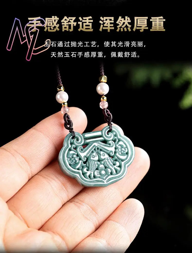 Myanmar Jadeite Fish Pendant Necklace Real Jewelry Fashion Accessories Talismans Charm Burmese Jade Designer Stone