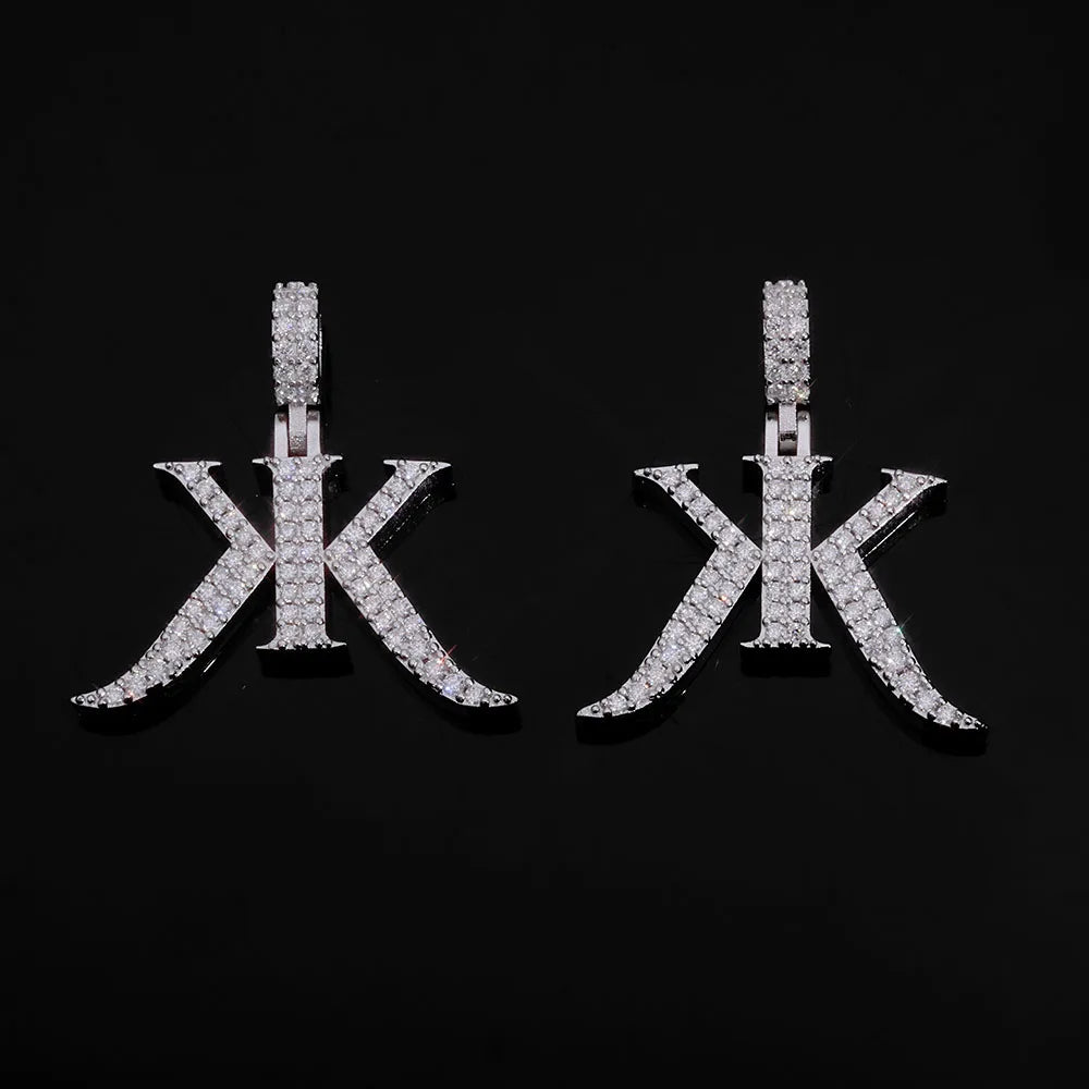 Silver 925 Iced Out Letter Pendant Moissanite