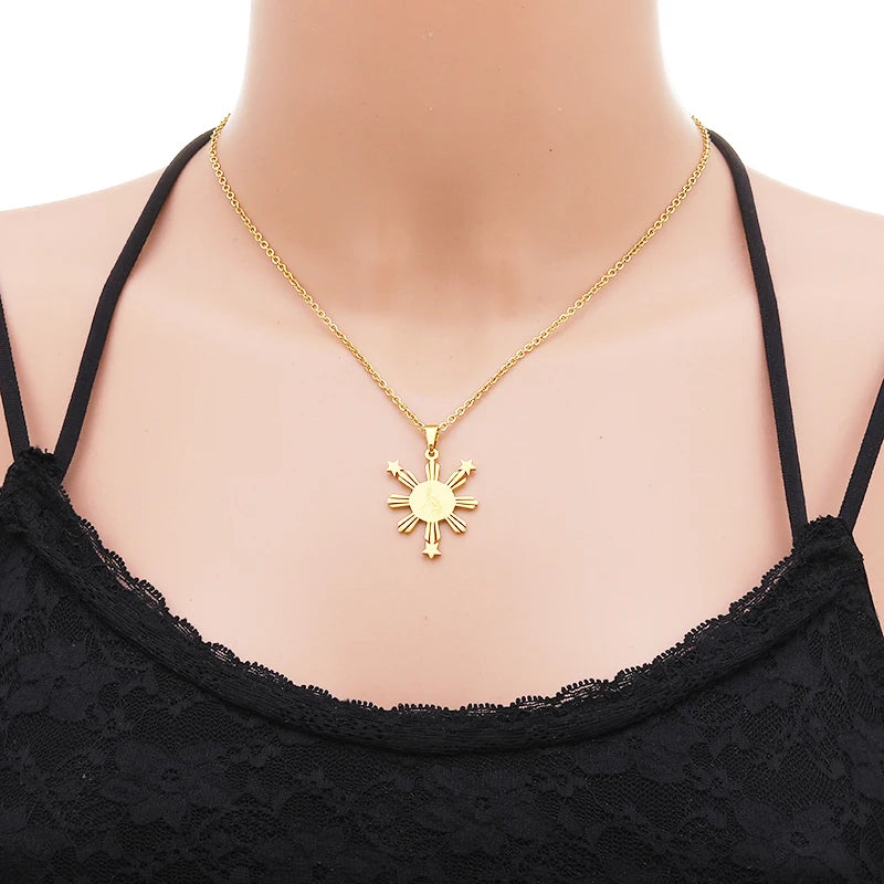 Philippines Flag Map Pendant Necklace — Stainless Steel