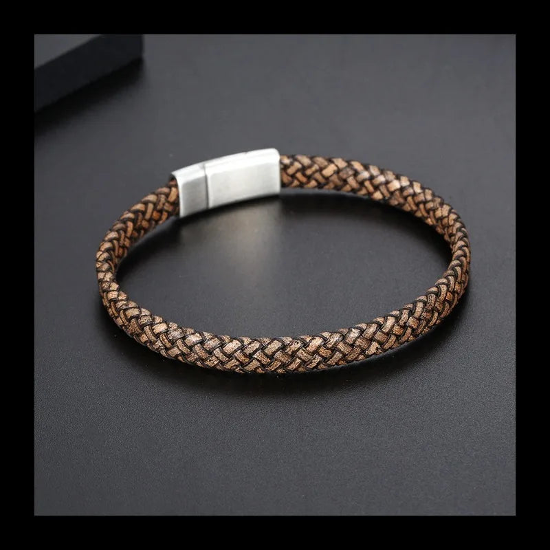 Leather Bracelet — Stainless Steel